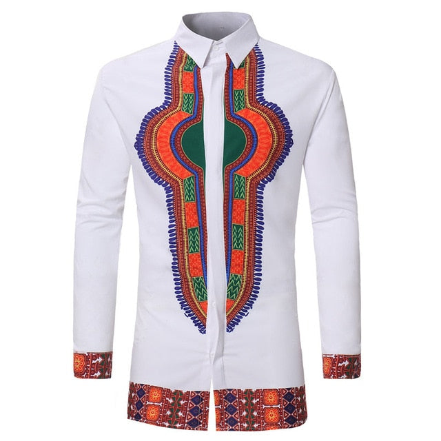 Mens Hipster African Print Dashiki Dress Shirt 2018 Brand New Slim Fit Tribal Gypsy Ethnic Shirt Men Long Sleeve Africa Clothing