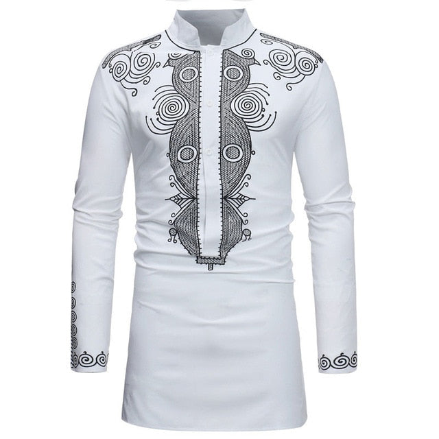 Mens Hipster African Print Dashiki Dress Shirt 2018 Brand New Slim Fit Tribal Gypsy Ethnic Shirt Men Long Sleeve Africa Clothing