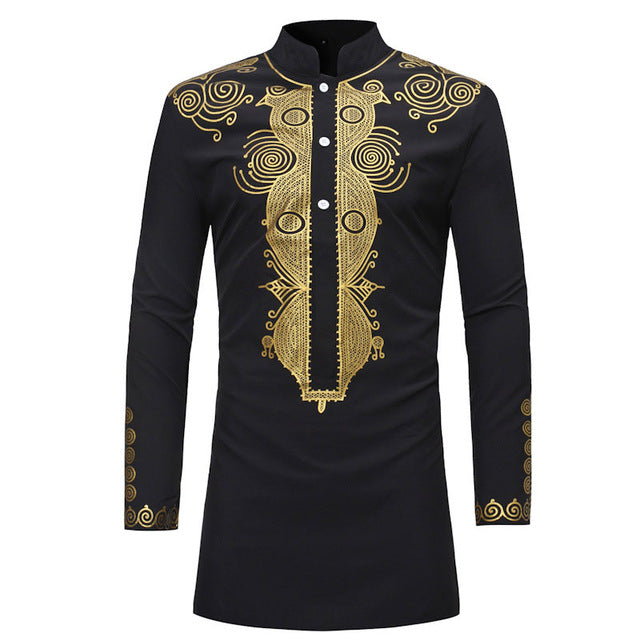 Mens Hipster African Print Dashiki Dress Shirt 2018 Brand New Slim Fit Tribal Gypsy Ethnic Shirt Men Long Sleeve Africa Clothing