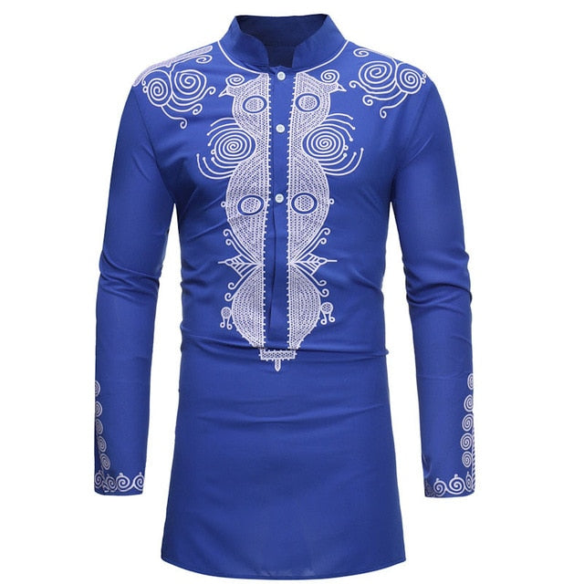 Mens Hipster African Print Dashiki Dress Shirt 2018 Brand New Slim Fit Tribal Gypsy Ethnic Shirt Men Long Sleeve Africa Clothing