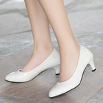 LIN KING Mature Patent Leather Women Pumps Slip On Shallow High Heel Shoes Leisure Ladies Office Dress Mom Pumps Plus Size 42