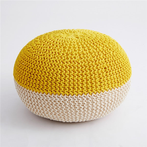 Handmade & Hand Stitched Modern Knitted Pouf Ottoman Footrest Stool Chair Floor Cushion Seat Footstool Home Decorative Seating