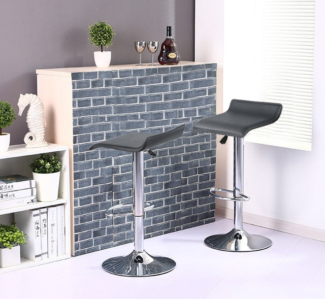 New 2pcs/set Synthetic Leather Adjustable Swivel Bar Stools Chairs Pneumatic Heavy-duty Counter Pub BarStool HWC
