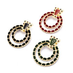 Bohemian Korean Fashion Jewerly Black Red Green Suede Circle Ears For Women Lady Big Geometric Acrylic Rhinestone Stud Earrings