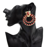 Bohemian Korean Fashion Jewerly Black Red Green Suede Circle Ears For Women Lady Big Geometric Acrylic Rhinestone Stud Earrings