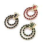 Bohemian Korean Fashion Jewerly Black Red Green Suede Circle Ears For Women Lady Big Geometric Acrylic Rhinestone Stud Earrings