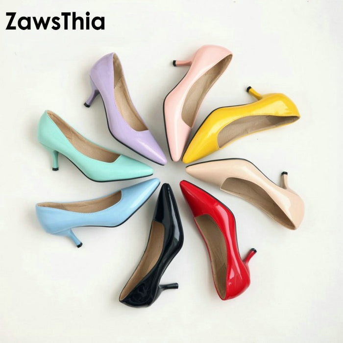 ZawsThia high heels women pumps thin heel classic yellow purple sexy ladies office career shoes woman dress shoes stilettos