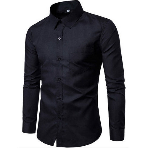 2019 New Men Dress Shirt Long Sleeve Slim Brand Man Shirts Designer High Quality Solid Male Clothing Fit Business Shirts 4XL