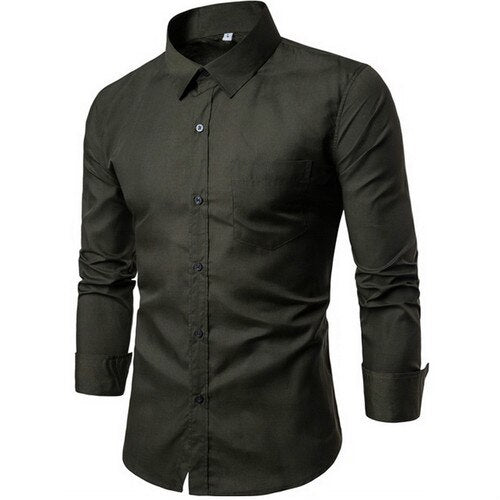 2019 New Men Dress Shirt Long Sleeve Slim Brand Man Shirts Designer High Quality Solid Male Clothing Fit Business Shirts 4XL