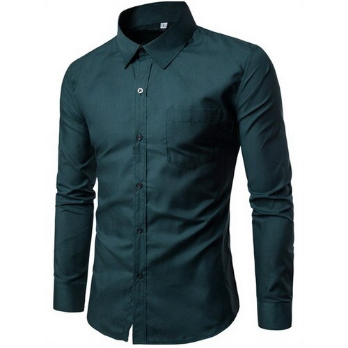 2019 New Men Dress Shirt Long Sleeve Slim Brand Man Shirts Designer High Quality Solid Male Clothing Fit Business Shirts 4XL