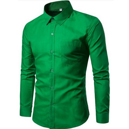 2019 New Men Dress Shirt Long Sleeve Slim Brand Man Shirts Designer High Quality Solid Male Clothing Fit Business Shirts 4XL