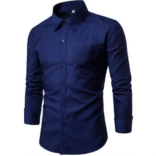 2019 New Men Dress Shirt Long Sleeve Slim Brand Man Shirts Designer High Quality Solid Male Clothing Fit Business Shirts 4XL