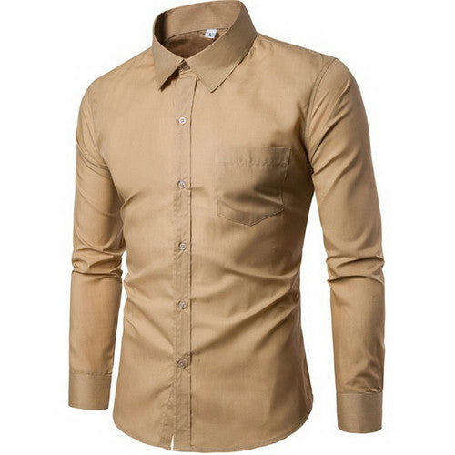 2019 New Men Dress Shirt Long Sleeve Slim Brand Man Shirts Designer High Quality Solid Male Clothing Fit Business Shirts 4XL