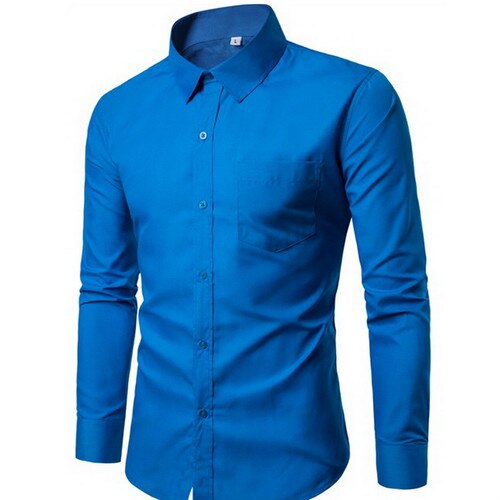 2019 New Men Dress Shirt Long Sleeve Slim Brand Man Shirts Designer High Quality Solid Male Clothing Fit Business Shirts 4XL