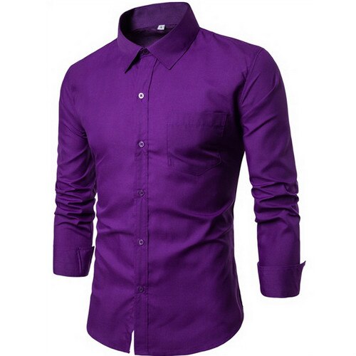 2019 New Men Dress Shirt Long Sleeve Slim Brand Man Shirts Designer High Quality Solid Male Clothing Fit Business Shirts 4XL