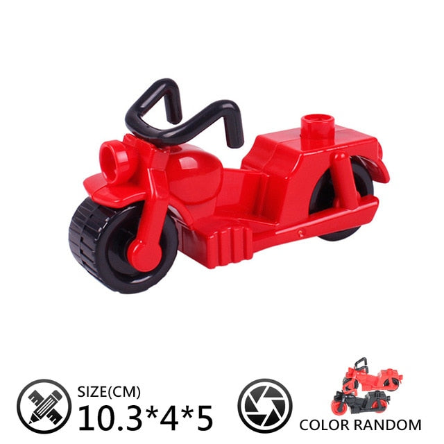 trailer Car motorcycle boat Big size Building Blocks collocation Vehicle accessory kid DIY Toys Compatible Duplo Bricks Set gift