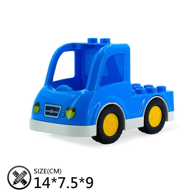 trailer Car motorcycle boat Big size Building Blocks collocation Vehicle accessory kid DIY Toys Compatible Duplo Bricks Set gift