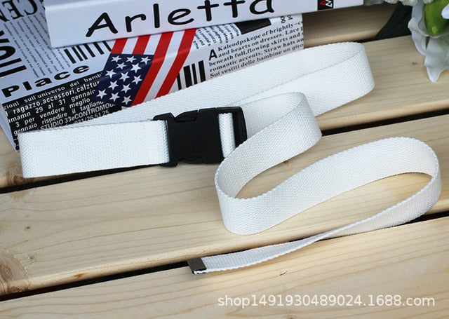 Men Women Unisex Plain Webbing Cotton Canvas Metal Buckle Belt High Quality Belts Male Luxury Casual Straps Ceintures