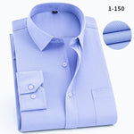 QISHA Mens Shirt Long Sleeve Business Smart Casual Solid Color Twill Male Clothing Slim Professional New Gray Social Man Shirt
