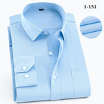 QISHA Mens Shirt Long Sleeve Business Smart Casual Solid Color Twill Male Clothing Slim Professional New Gray Social Man Shirt