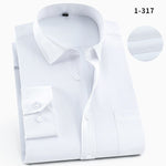 QISHA Mens Shirt Long Sleeve Business Smart Casual Solid Color Twill Male Clothing Slim Professional New Gray Social Man Shirt
