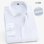 QISHA Mens Shirt Long Sleeve Business Smart Casual Solid Color Twill Male Clothing Slim Professional New Gray Social Man Shirt