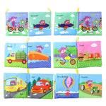 Colorful Cartoon Baby Book Rustle Sound infant toys Car Vegetables Fruit Soft Cloth Books Gift Cognition Learning Book for Kids]