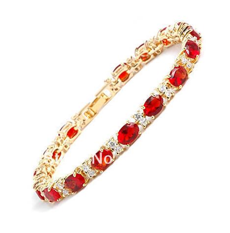 5 colors! Fine 18KGP lady red / green / purple / blue Cubic Zirconia bead bracelet>>>  women jewerly Free shipping