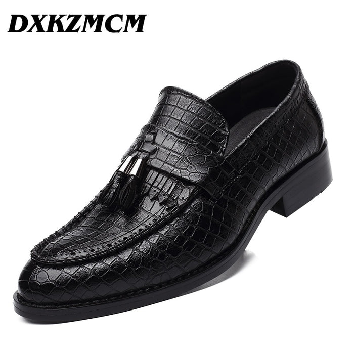 DXKZMCM Leather shoes Men Dress Shoes Pointed Oxfords Shoes For Men Slip-On Business Luxury Men Formal Shoes