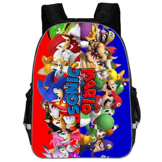 Hot Sale Cartoon Super Mario Bros Sonic Kids Backpack Kindergarten School Bag Children Printing Backpack Girls Boys Mochila