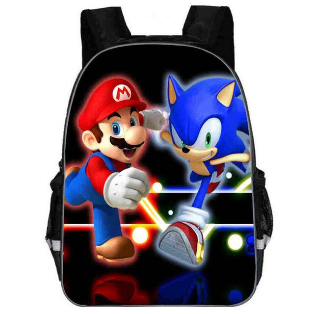 Hot Sale Cartoon Super Mario Bros Sonic Kids Backpack Kindergarten School Bag Children Printing Backpack Girls Boys Mochila