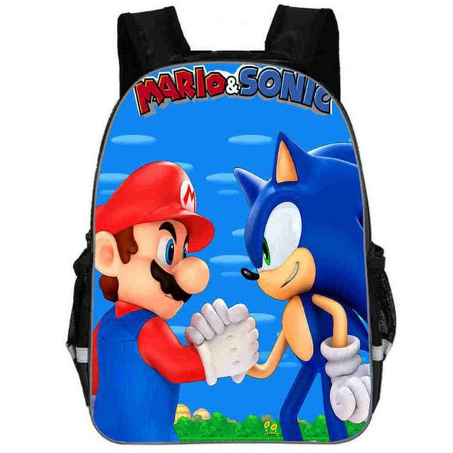 Hot Sale Cartoon Super Mario Bros Sonic Kids Backpack Kindergarten School Bag Children Printing Backpack Girls Boys Mochila