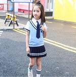 Colors Children Cotton Korean Japanese Student School Uniforms Girls Boys Kid Collar Shirt Top Pleated Skirt Shorts Tie Outfits