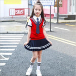 Colors Children Cotton Korean Japanese Student School Uniforms Girls Boys Kid Collar Shirt Top Pleated Skirt Shorts Tie Outfits