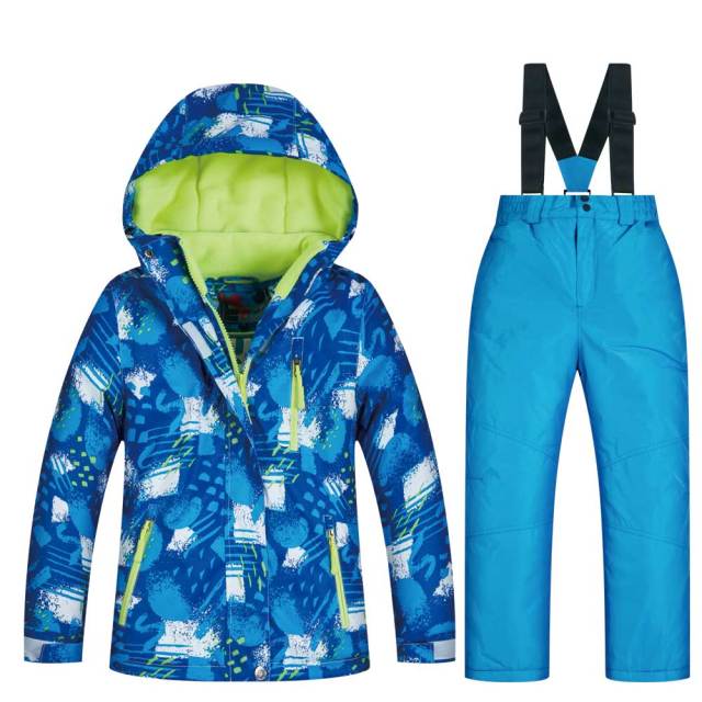 New Boy Or Girl Children's Snow Suit Snowboarding Sets Waterproof Outdoor Sports Wear Ski Coat and Strap Snow Pant Kids Costume