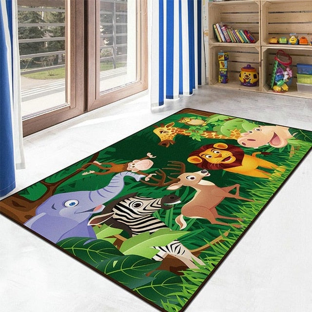 Comfortable Children Bedroom Living Room Carpet Cartoon Puzzle Early Education Slip-Proof For Kids Rugs Non-slip Floor Door Mat