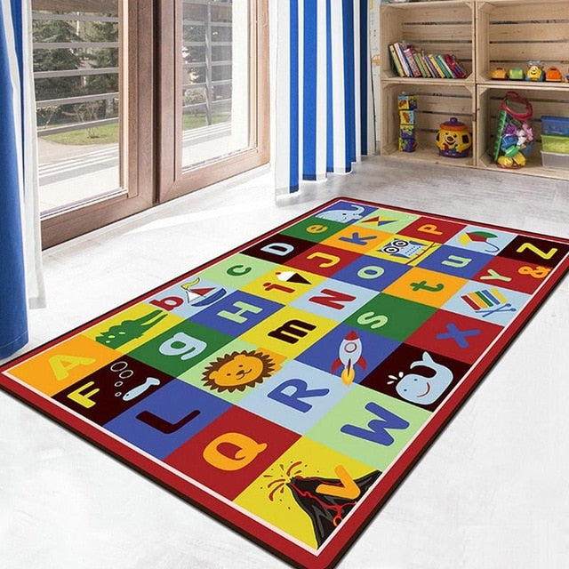 Comfortable Children Bedroom Living Room Carpet Cartoon Puzzle Early Education Slip-Proof For Kids Rugs Non-slip Floor Door Mat