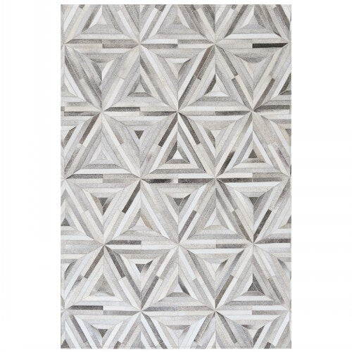 Nordi style luxury cowhide seamed patchwork rug natural cow skin gray triangles carpet for living room bedroom decoration mat