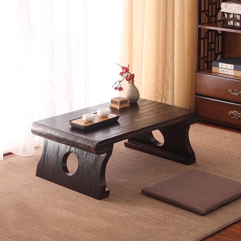 Wooden Tatami Low Tea Table Japanese Style Antique Wood Furniture Simple Small Laptop Table for  Living Room Balcony Bay Window