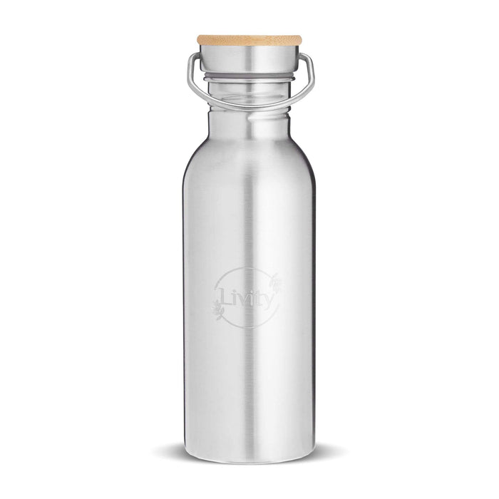 Livity Yoga - Stainless Steel Insulated Water Bottle, Slimline Water Bottle, Food-Grade, Durable & Dishwasher-Safe, Travel Water Bottle for Yoga, Pilates, and Workout, 20 Oz