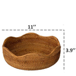 Rattan Wicker Woven Display Bowl for Fruit, Food, Bread Serving Basket | Rustic Circular Straw Tray Basket Storage Decorative (Flower Shape)