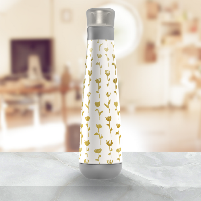 Gold Ink Flower Water Bottle