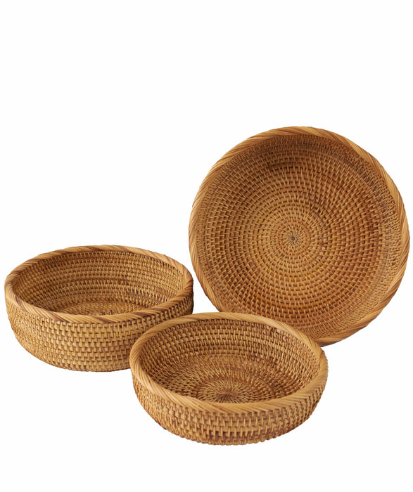 Bowl Shaped Wicker Basket Set | Tabletop Serving Bowls for Home and Restaurant