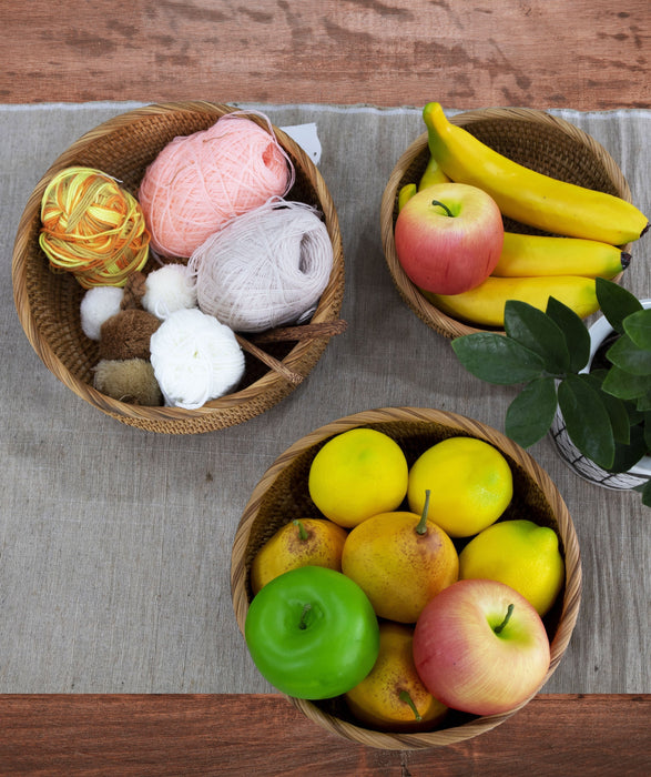 Bowl Shaped Wicker Basket Set | Tabletop Serving Bowls for Home and Restaurant