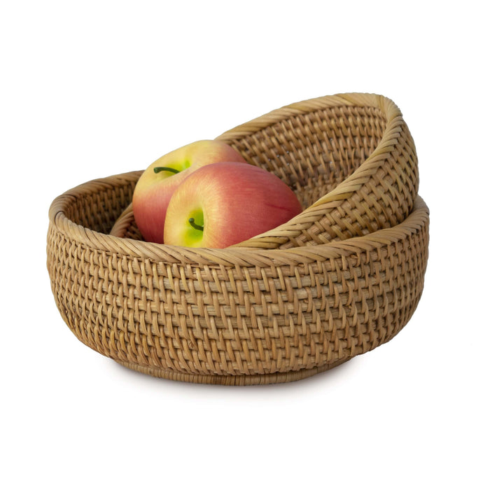 Bowl Shaped Wicker Basket Set | Tabletop Serving Bowls for Home and Restaurant