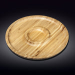 Wilmax Bamboo Wood Round 2 Section Platter 14" | For Appetizers / Barbecue / Burger Sliders  WL-771049/A
