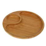 Wilmax Bamboo Wood Round 2 Section Platter 8" | For Appetizers / Barbecue / Burger Sliders WL-771042/A