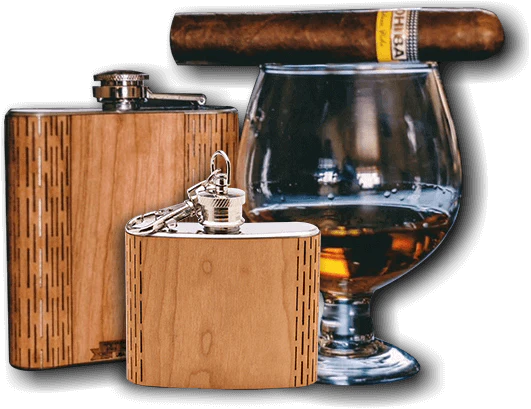 6 oz. Wooden Hip Flask (US Navy 02 in American Cherry)