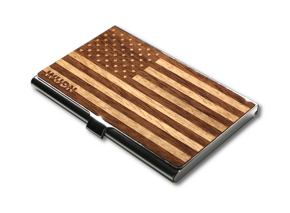 American Flag Wooden Business Card Holder