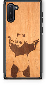 Slim Wooden Phone Case (Banksy Bad Panda in Mahogany)